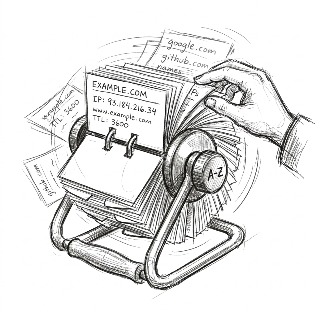 A rotary rolodex being flipped through, representing DNS