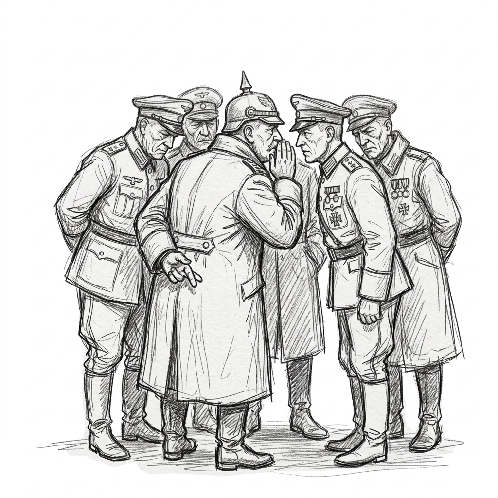 A group of generals whispering secrets