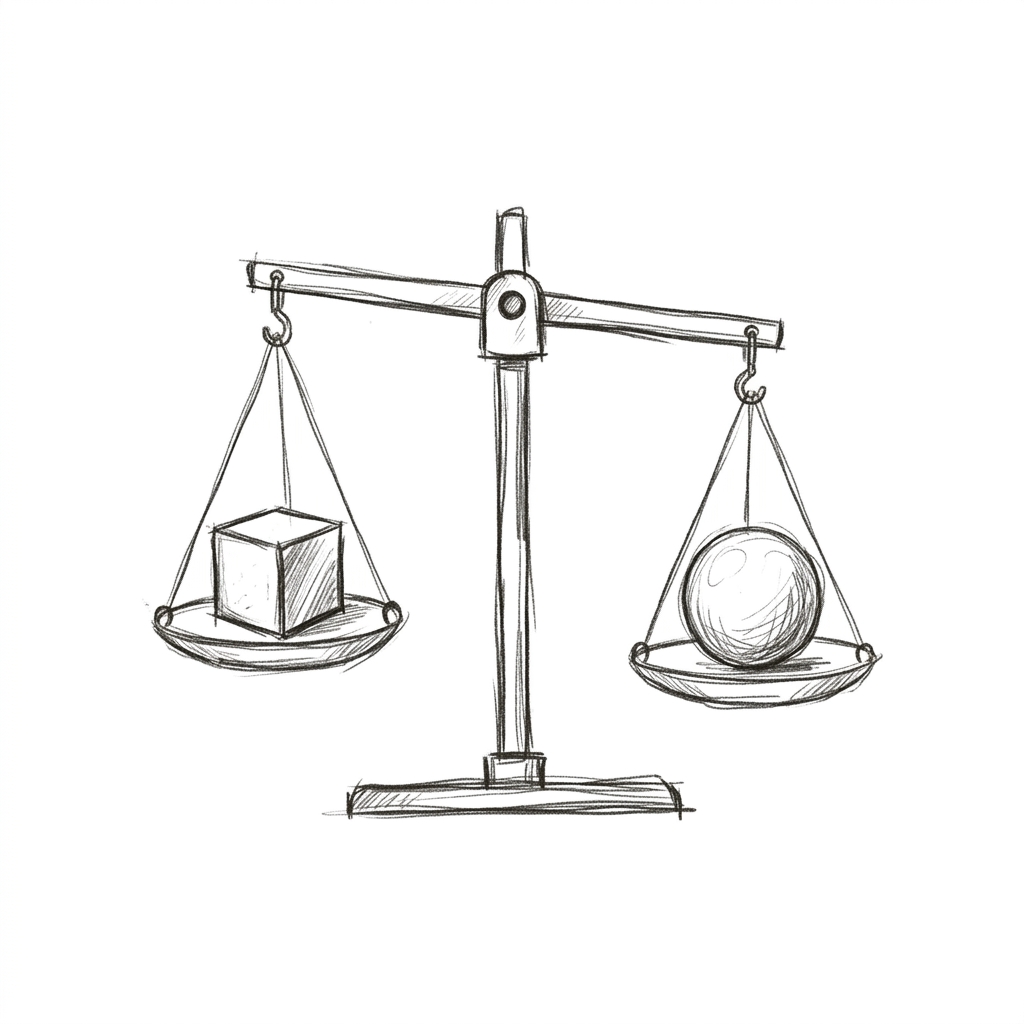Conceptual sketch of a balance scale