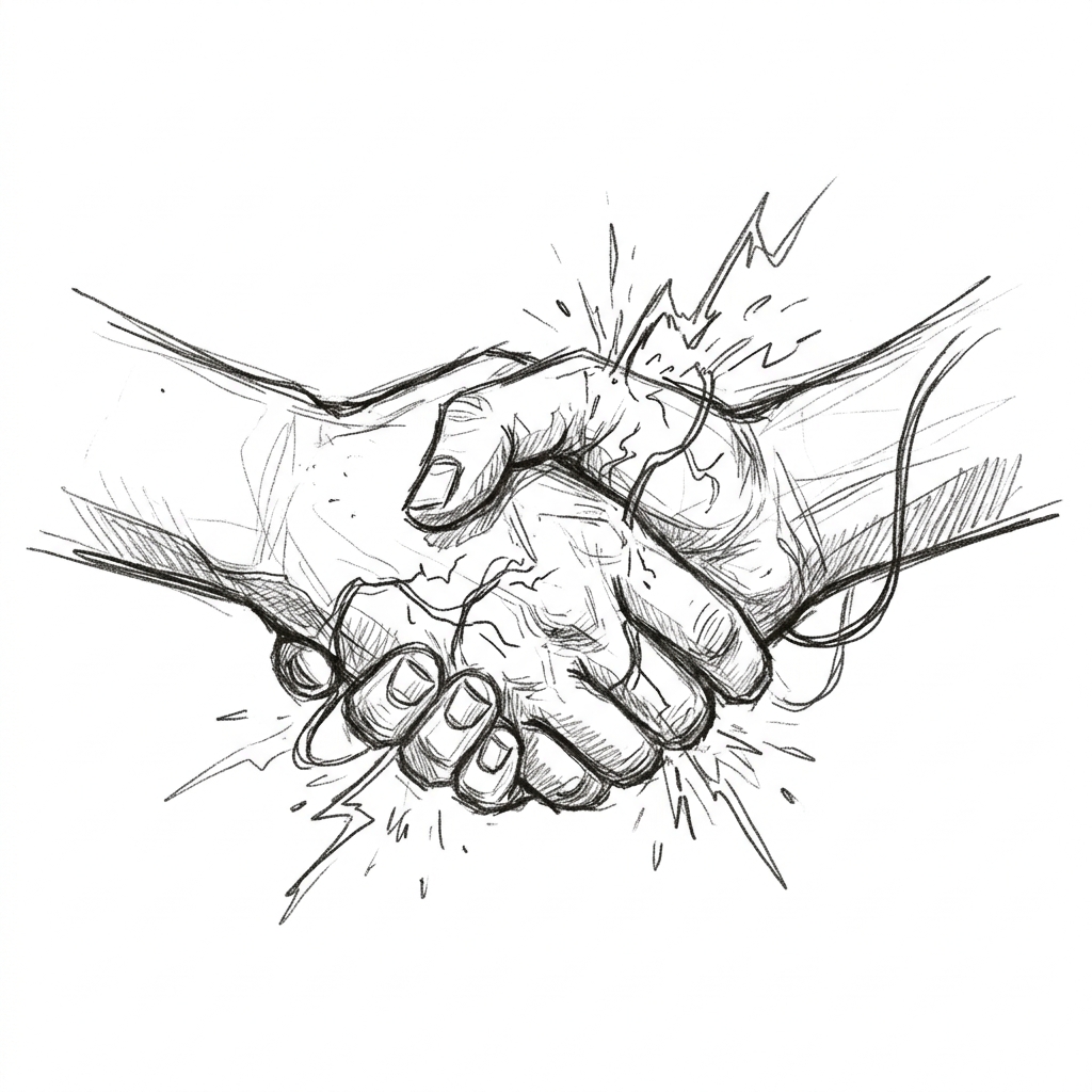 Conceptual sketch of a firm handshake