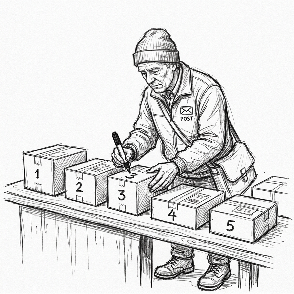 Conceptual sketch of numbering packages